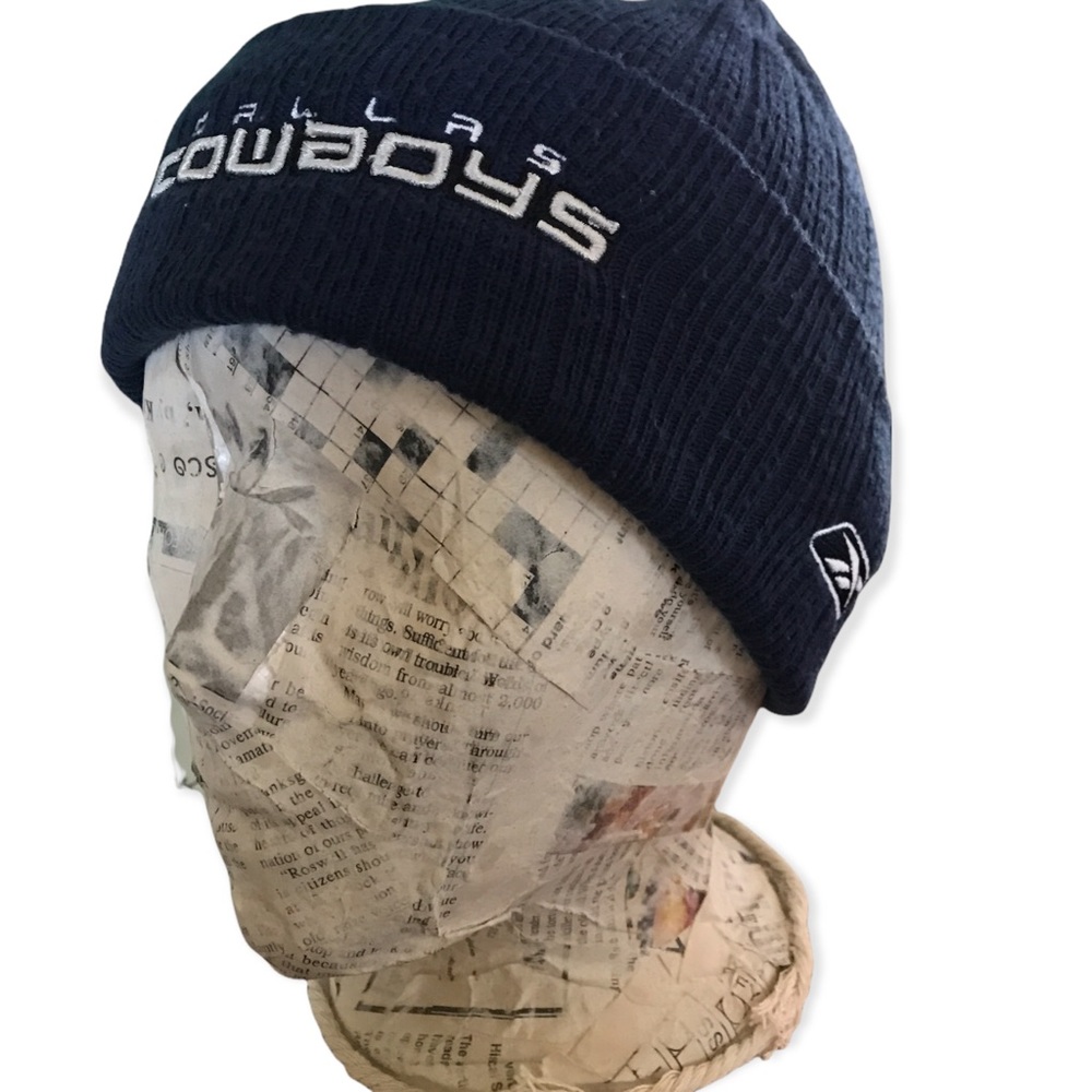 REEBOK & NFL•”ON FIELD” VINTAGE• Men’s •Dallas Cowboys Beanie• Navy & White - Picture 4 of 14